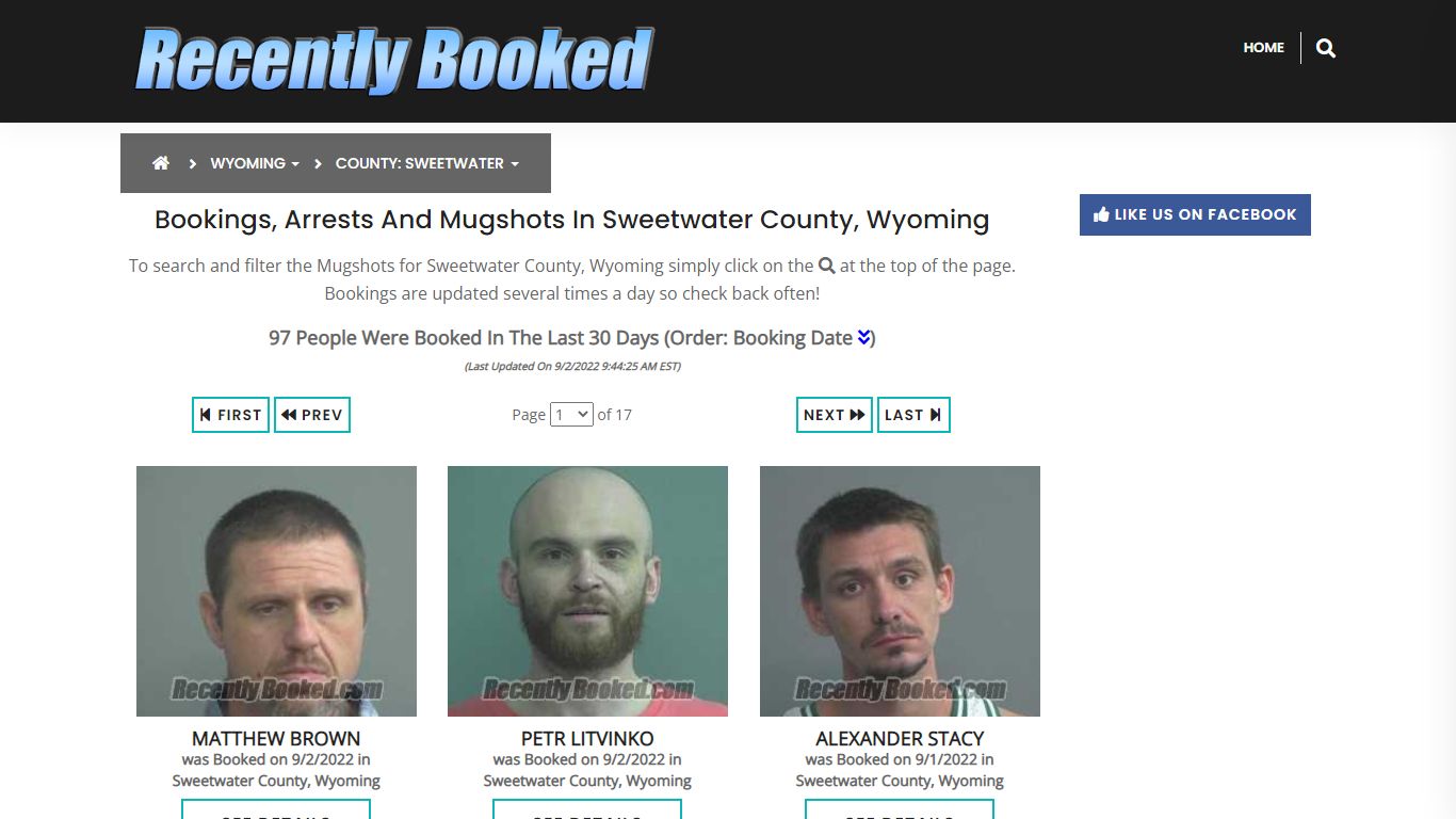 Bookings, Arrests and Mugshots in Sweetwater County, Wyoming